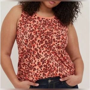 Torrid Coral Leopard Super Soft Crew Neck Tank Top